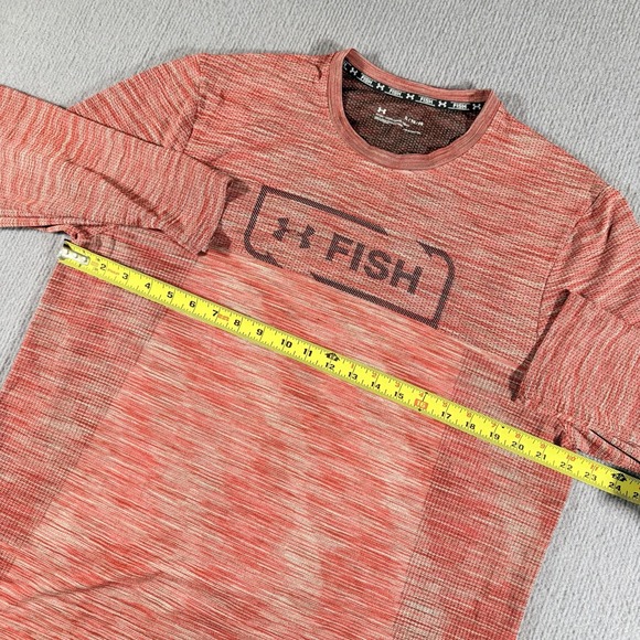 Under Armour Shirt Mens Size XL Light Heather Fish Hunter Heatgear Fitted - Picture 6 of 7